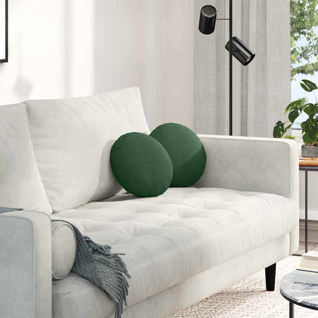 Casă & grădină - Perne de Șezut 2 pcs Verde închis Ø 30 cm Țesătură din corduroy