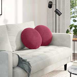 Polštáře na sedadla 2 pcs Víno Červené Ø 40 x 13 cm samet - obrázek 1