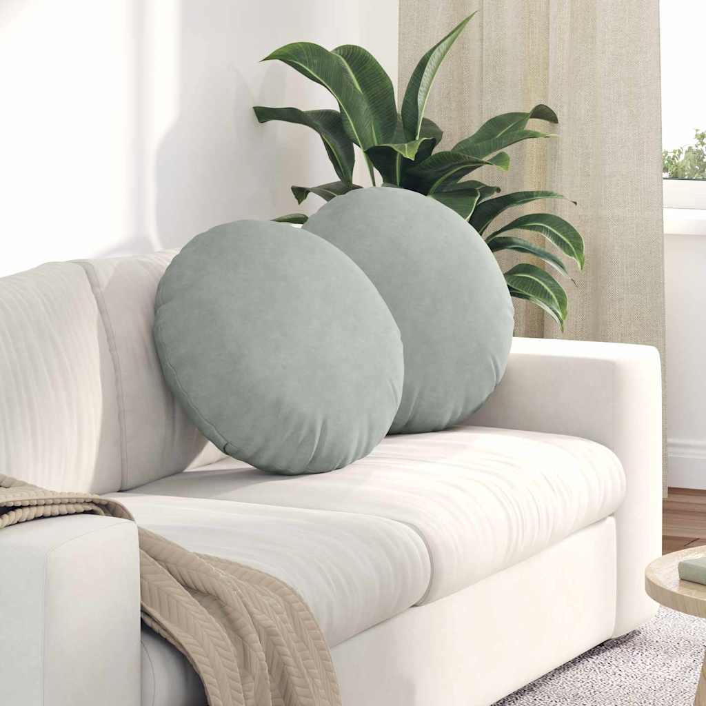 Casă & grădină - Perne de Șezut 2 pcs Gri deschis Ø 40 x 13 cm Catifea