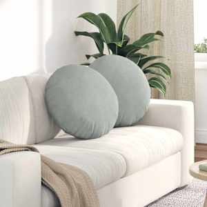 Polštáře na sedadla 2 pcs Světle šedá Ø 40 x 13 cm samet - obrázek 1