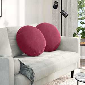 Polštáře na sedadla 2 pcs Víno Červené Ø 40 x 13 cm samet - obrázek 1