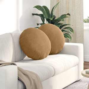 Polštáře na sedadla 2 pcs Hnědá Ø50 x 19 cm samet - obrázek 1