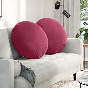 Polštáře na sedadla 2 pcs Víno Červené Ø 40 x 13 cm samet - obrázek 1