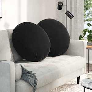 Sedežne blazine 2 pcs Črna Ø60 x 21 cm Žamet