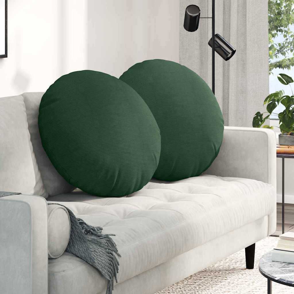 Casă & grădină - Perne de Șezut 2 pcs Verde închis Ø 60 cm Țesătură din corduroy