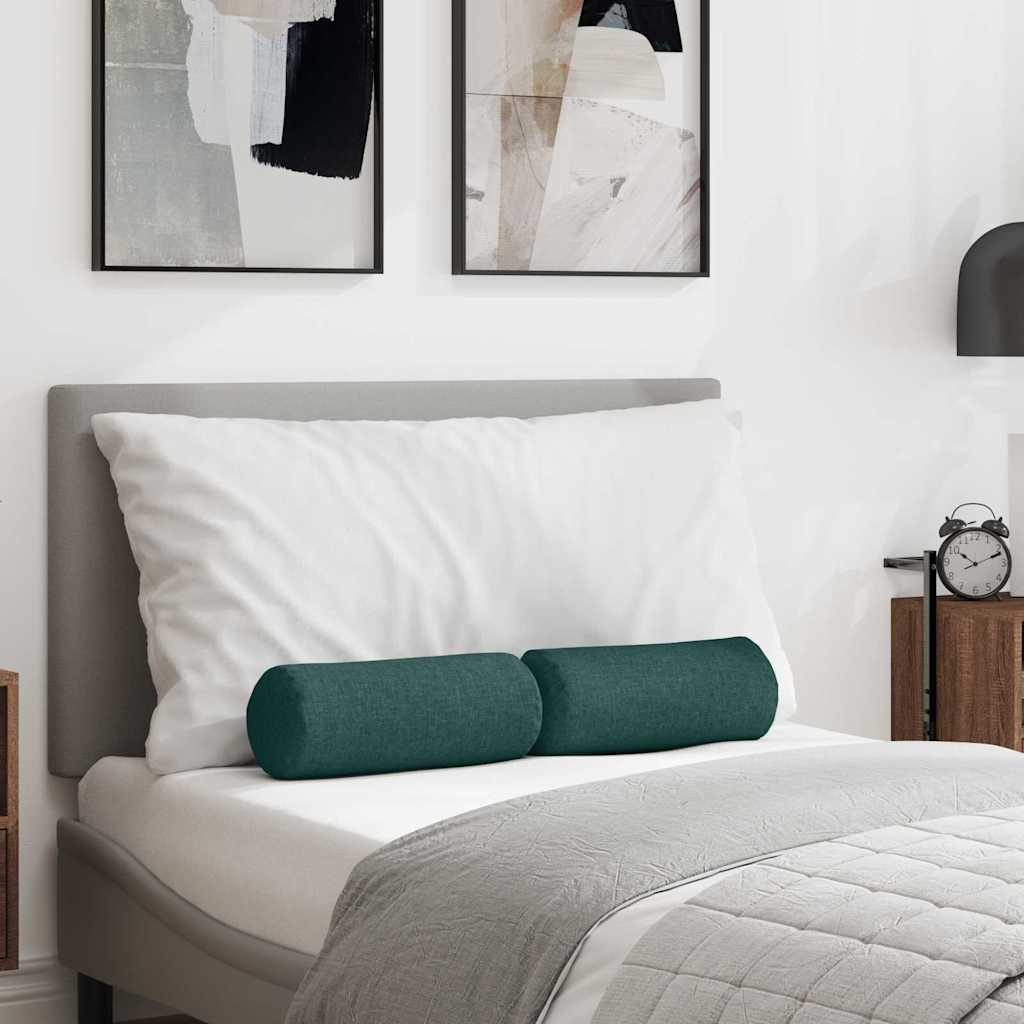 vidaXL Perne Bolster 2 pcs Verde închis Ø 15 x 40 cm țesătură