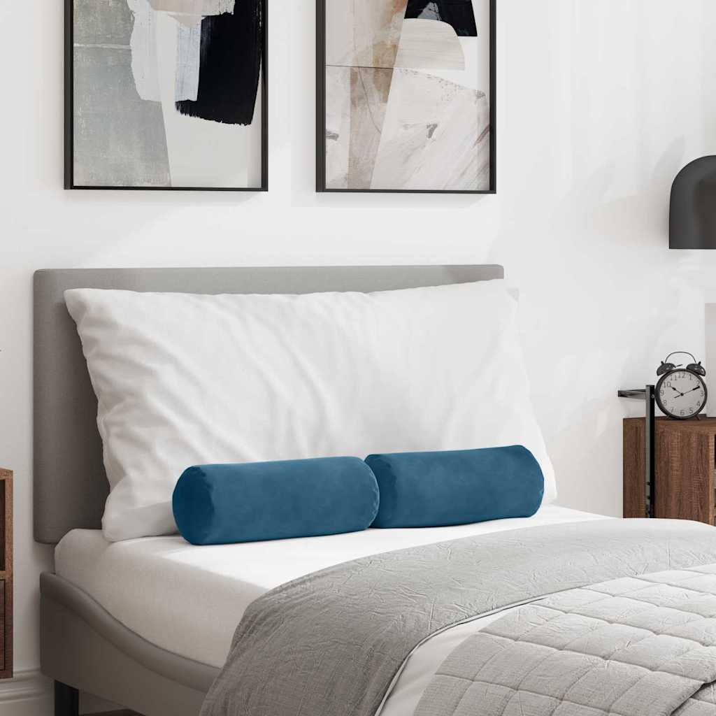 vidaXL Perne Bolster 2 pcs albastru Ø 15 x 40 cm Țesătură din corduroy