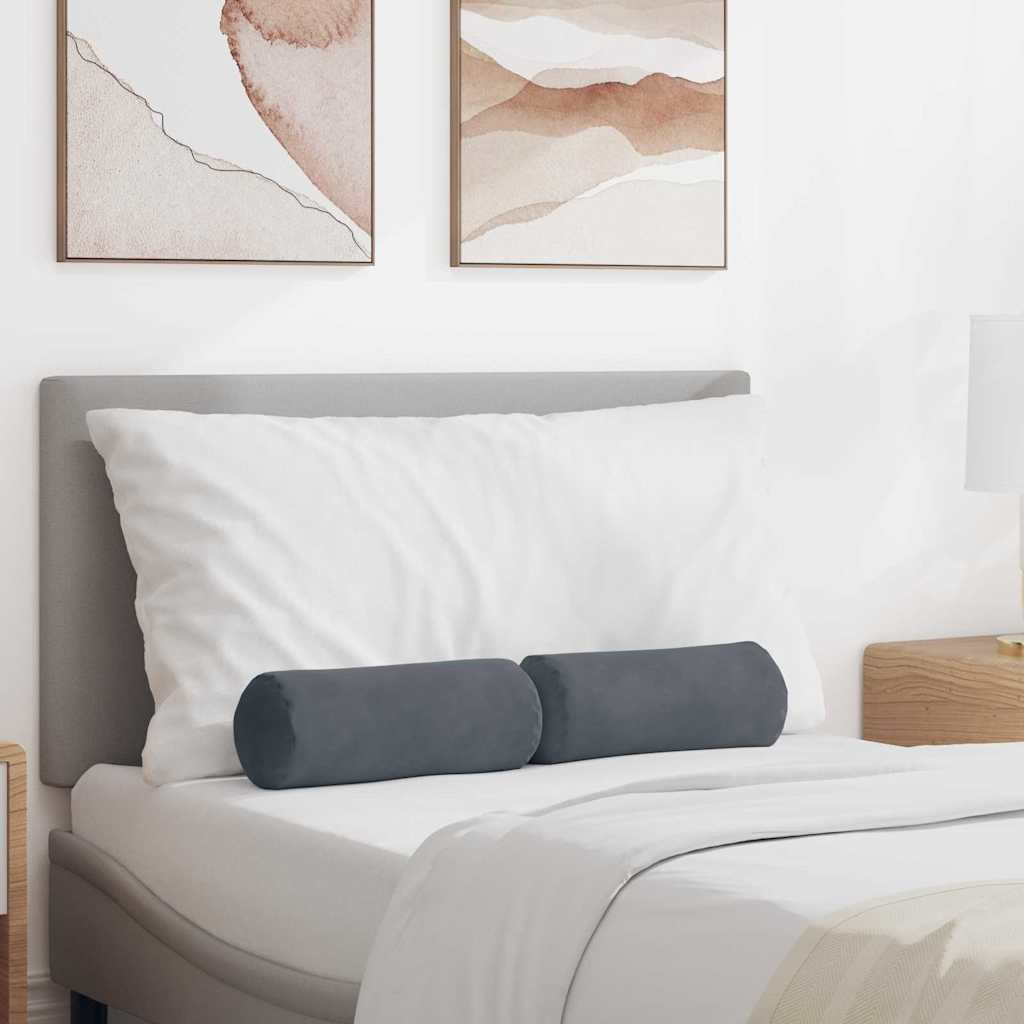 vidaXL Perne Bolster 2 pcs Gri închis Ø 15 x 40 cm