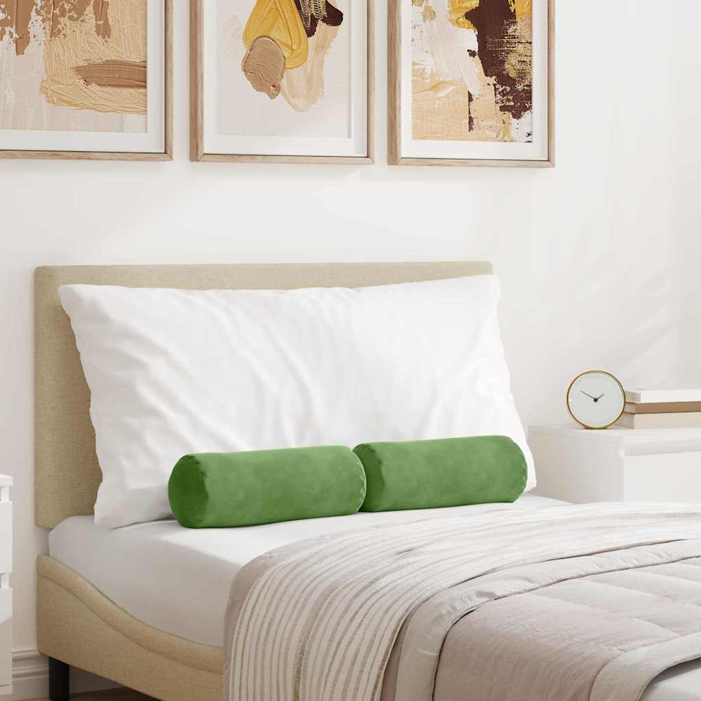 vidaXL Perne Bolster 2 pcs Verde deschis Ø 15 x 40 cm