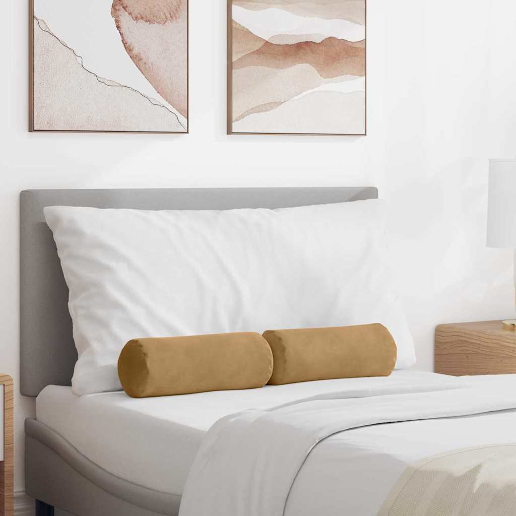 vidaXL Perne Bolster 2 pcs Maro Ø 15 x 40 cm Țesătură din corduroy