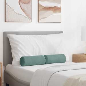 Blazine 2 pcs Morsko zelena Ø 15 x 40 cm Žametna tkanina