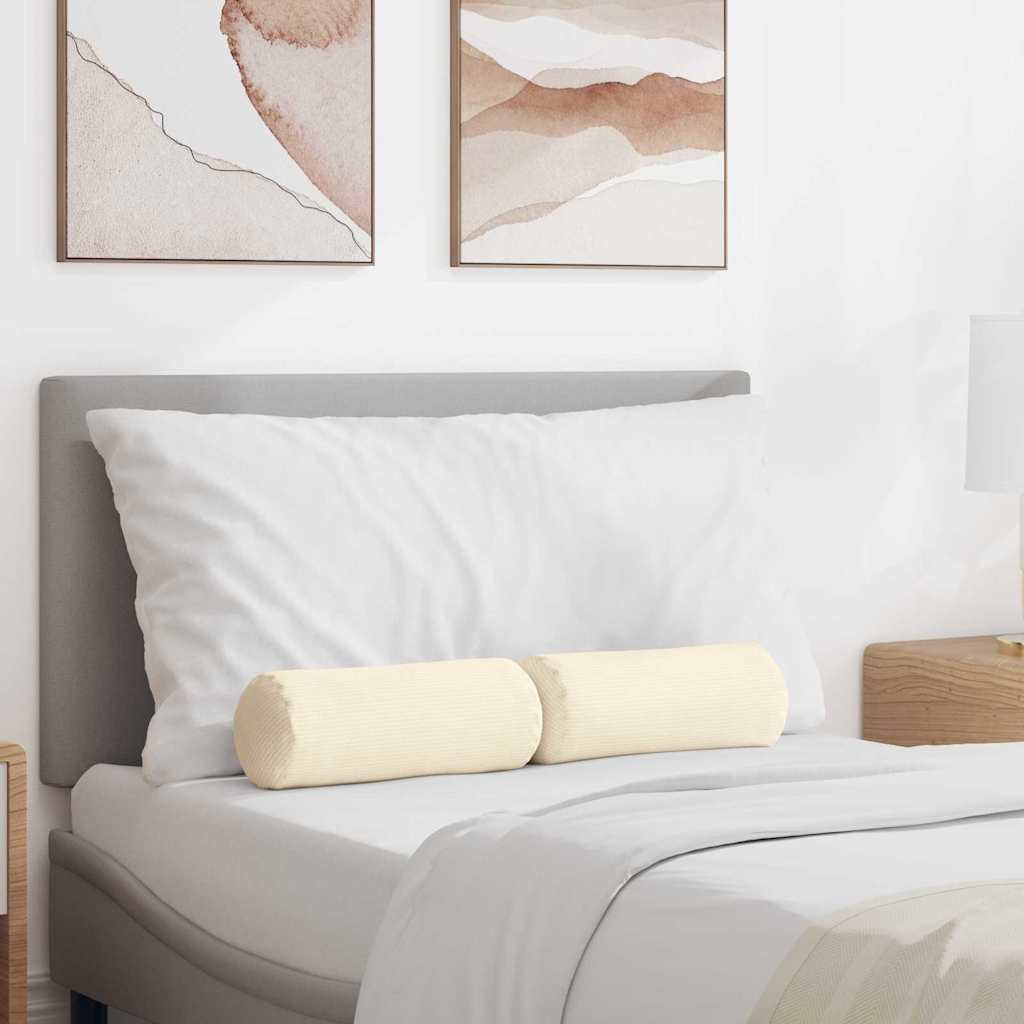 Casă & grădină - Perne Bolster 2 pcs Crem Ø 15 x 40 cm Țesătură din corduroy