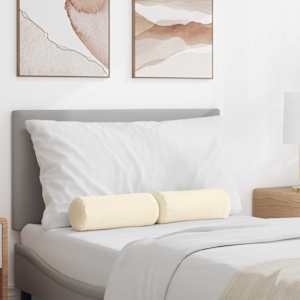 Blazine 2 pcs krema Ø 15 x 40 cm Žametna tkanina