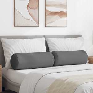 Polštáře 2 pcs Tmavě šedá Ø 25 x 70 cm textil - obrázek 1