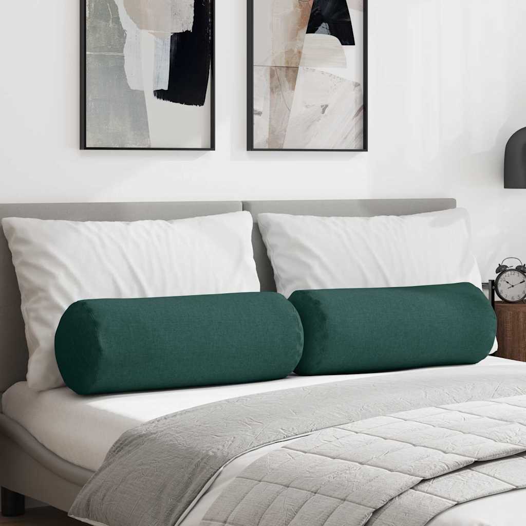 Casă & grădină - Perne Bolster 2 pcs Verde închis Ø 25 x 70 cm țesătură
