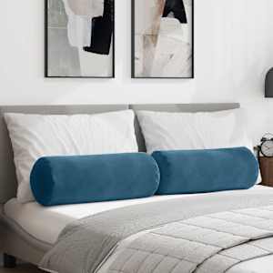Polštáře 2 pcs Modrá Ø 25 x 70 cm Žebrovaná látka - obrázek 1