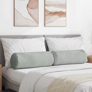 Polštáře 2 pcs Světle šedá Ø 25 x 70 cm Žebrovaná látka - obrázek 1