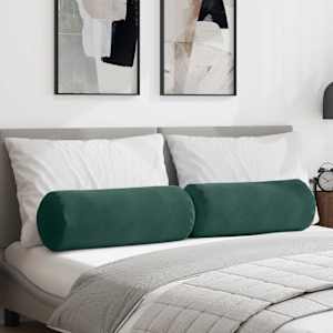 Polštáře 2 pcs Tmavě zelená Ø 25 x 70 cm Žebrovaná látka - obrázek 1