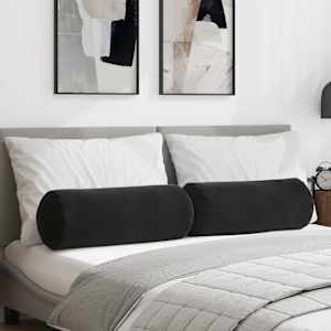 Polštáře 2 pcs Černá Ø 25 x 70 cm Žebrovaná látka - obrázek 1