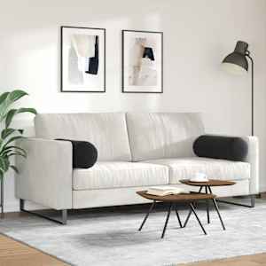 Polštáře 2 pcs Černá Ø 25 x 70 cm Žebrovaná látka - obrázek 4
