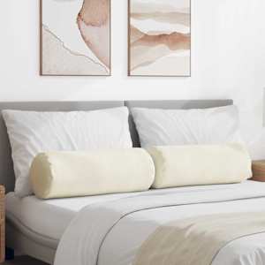 Blazine 2 pcs krema Ø 25 x 70 cm Žametna tkanina