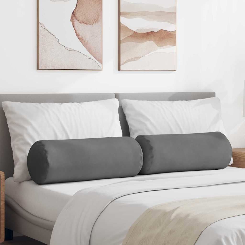  Perne pentru scaune & canapele - Perne Bolster 2 pcs Gri închis Ø 25 x 70 cm