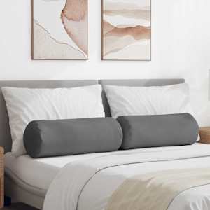 Blazine 2 pcs Temno siva Ø 25 x 70 cm Mikrofiber tkanina