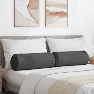 Polštáře 2 pcs Tmavě šedá Ø 25 x 70 cm Žebrovaná látka - obrázek 1