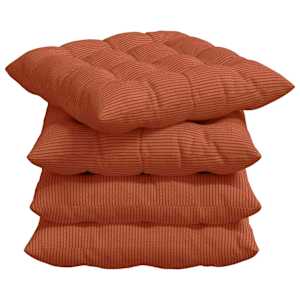 vidaXL Istumispatjad 4 tk Korter kangas Punane oranž 40 x 40 x 6 cm
