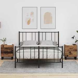 Nočna omarica 2 pcs Staro les in črna 40 x 35 x 47,5 cm