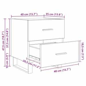 Noční skříňka 2 pcs Staré dřevo a černá 40 x 35 x 47,5 cm - obrázek 13