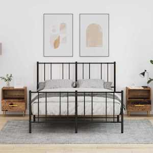Noční stolek se zásuvkou 2 pcs Staré dřevo 40 x 35 x 47,5 cm - obrázek 1