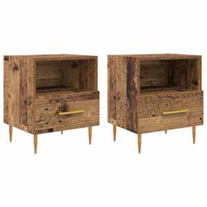 Noční stolek se zásuvkou 2 pcs Staré dřevo 40 x 35 x 47,5 cm - obrázek 2