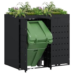 Úložný box na 2 popelnice Černá 136 x 77,5 x 121,5 cm - obrázek 3