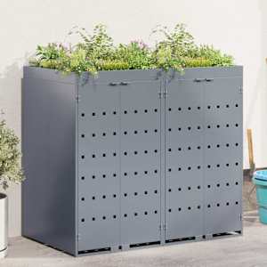 Úložný box na 2 popelnice Světle šedá 136 x 77,5 x 121,5 cm - obrázek 1