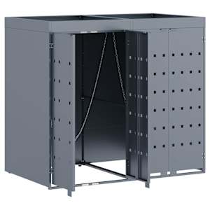 Úložný box na 2 popelnice Světle šedá 136 x 77,5 x 121,5 cm - obrázek 6