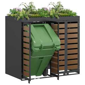 Úložný box na 2 popelnice Antracit 340 x 77,5 x 115,5 cm Ocel - obrázek 3