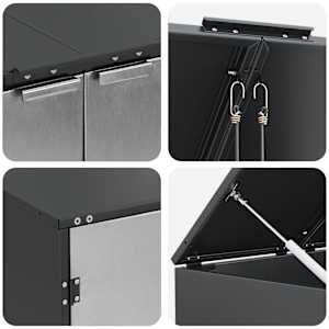 Úložný box na 3 popelnice Antracit 340 x 77,5 x 115,5 cm Ocel - obrázek 9