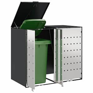 Úložný box na 3 popelnice Antracit 340 x 77,5 x 115,5 cm Ocel - obrázek 3
