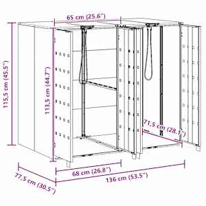 Úložný box na 3 popelnice Antracit 340 x 77,5 x 115,5 cm Ocel - obrázek 12
