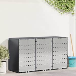 Úložný box na 3 popelnice Antracit 340 x 77,5 x 115,5 cm Ocel - obrázek 1