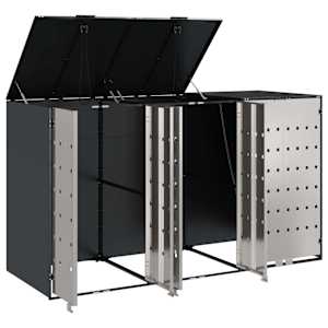 Úložný box na 3 popelnice Antracit 340 x 77,5 x 115,5 cm Ocel - obrázek 5