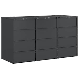 Úložný box na 3 popelnice Antracit 340 x 77,5 x 115,5 cm Ocel - obrázek 8