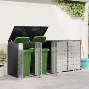 Úložný box na 3 popelnice Antracit 340 x 77,5 x 115,5 cm Ocel - obrázek 4