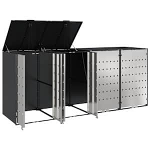 Úložný box na 3 popelnice Antracit 340 x 77,5 x 115,5 cm Ocel - obrázek 5