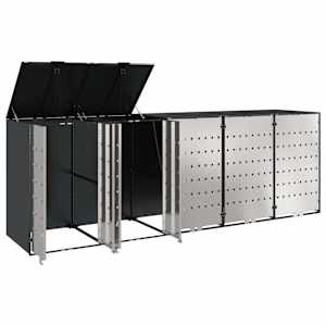 Úložný box na 3 popelnice Antracit 340 x 77,5 x 115,5 cm Ocel - obrázek 5