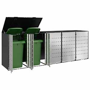 Úložný box na 3 popelnice Antracit 340 x 77,5 x 115,5 cm Ocel - obrázek 3