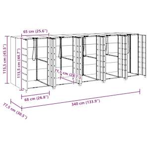 Úložný box na 3 popelnice Antracit 340 x 77,5 x 115,5 cm Ocel - obrázek 12