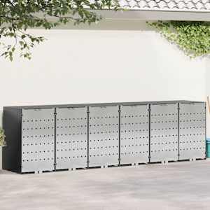 Úložný box na 3 popelnice Antracit 340 x 77,5 x 115,5 cm Ocel - obrázek 1