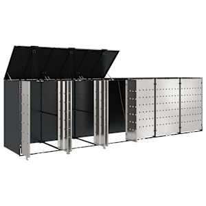 Úložný box na 3 popelnice Antracit 340 x 77,5 x 115,5 cm Ocel - obrázek 5